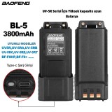 Baofeng UV5R Serisi için yüksek kapasite uzun batarya 3800mAh